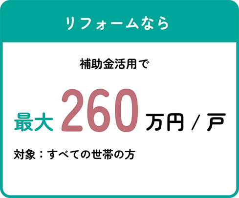 リフォームなら補助金260万円