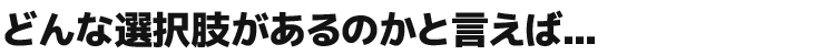 どんな選択肢があるかと言えば...