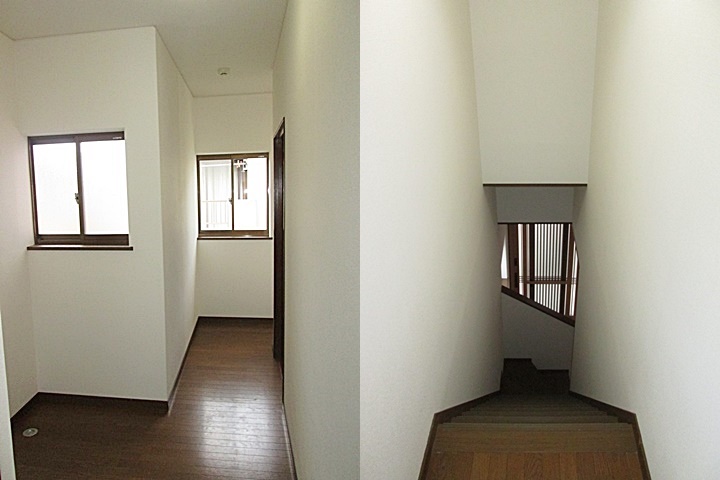 ２階は居室・ホール・階段室とも、壁・天井のクロスを貼り替えました。